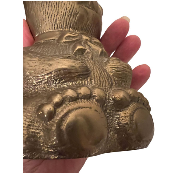 Brass Teddy Bear Coin Bank Screw Held Bottom Older Vintage Collectible - Picture 8 of 11